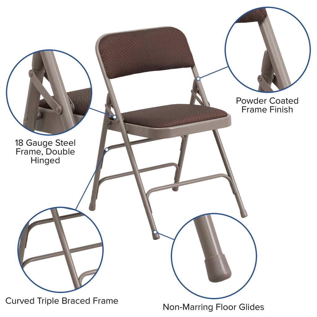 2 Pack Fabric Metal Folding Chair - Brown Patterned Y3875