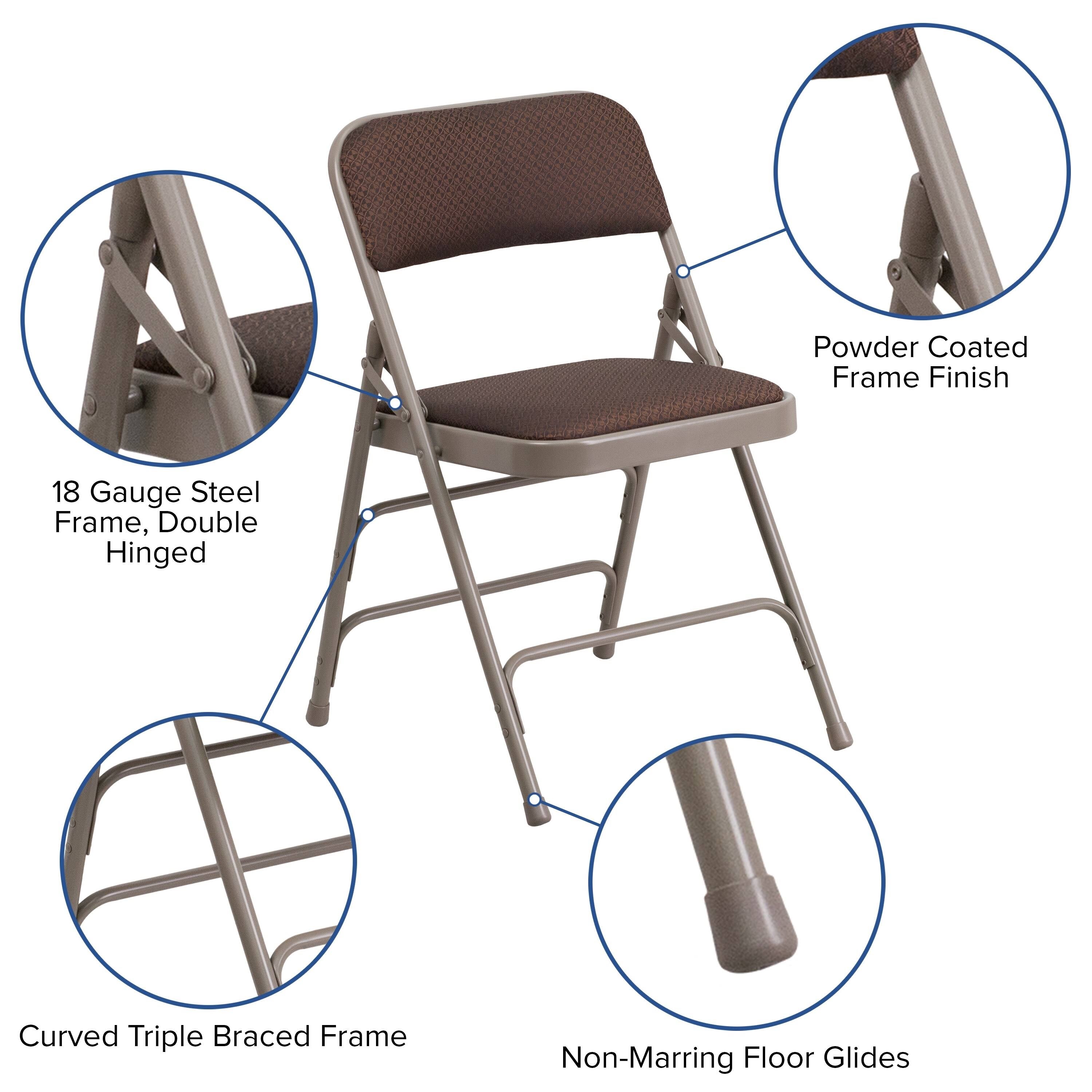 2 Pack Fabric Metal Folding Chair - Brown Patterned Y3875