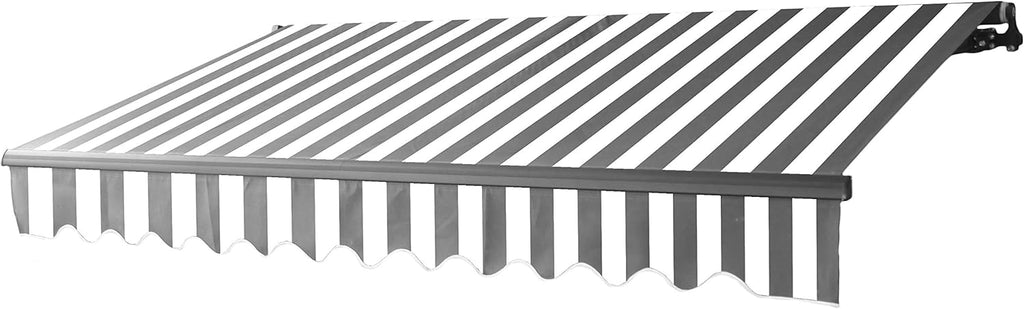 Red/White Stripes Retractable Motorized Patio Awning D509785