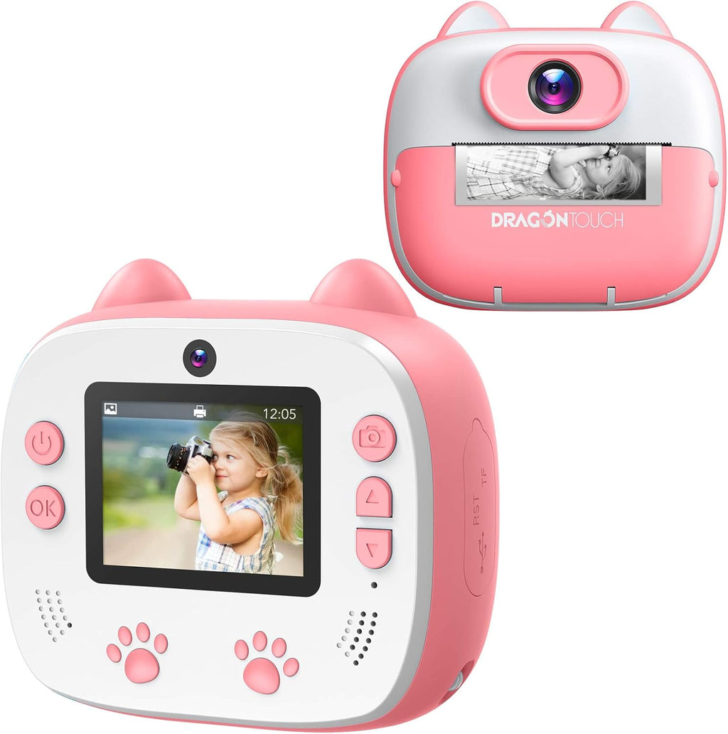 Instant Print Kids Camera with Dual Camera Lens, Print Paper, Cartoon Sticker, Color Pens and Camera Bag (Blue) Y911854