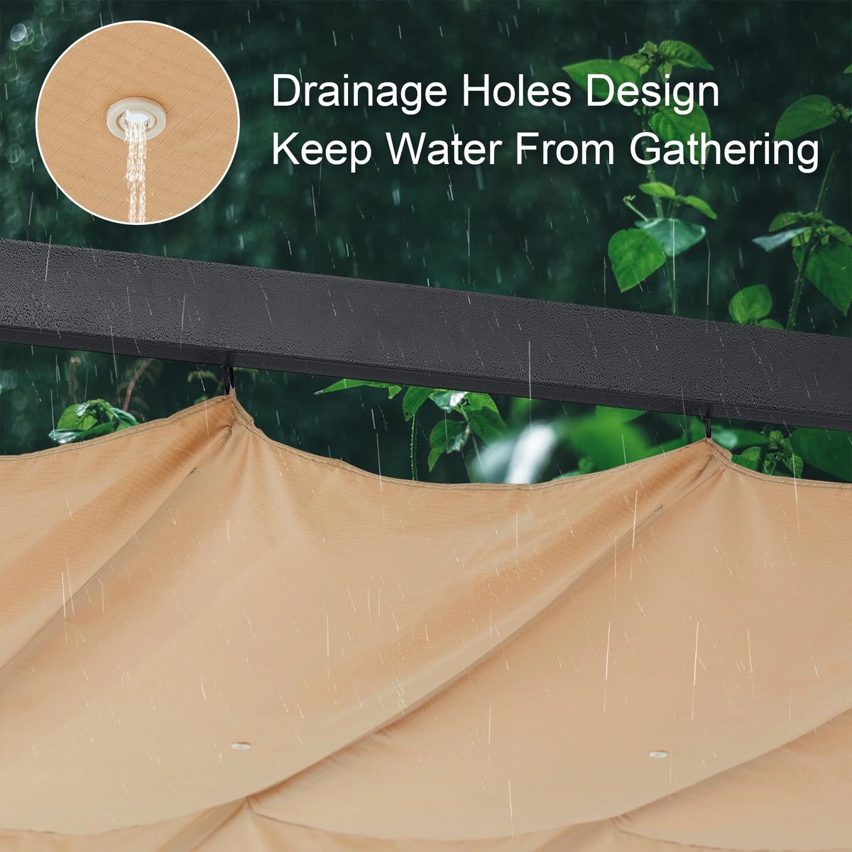 Beige 10x10 Retractable Shade Patio Gazebo Pergola P383488