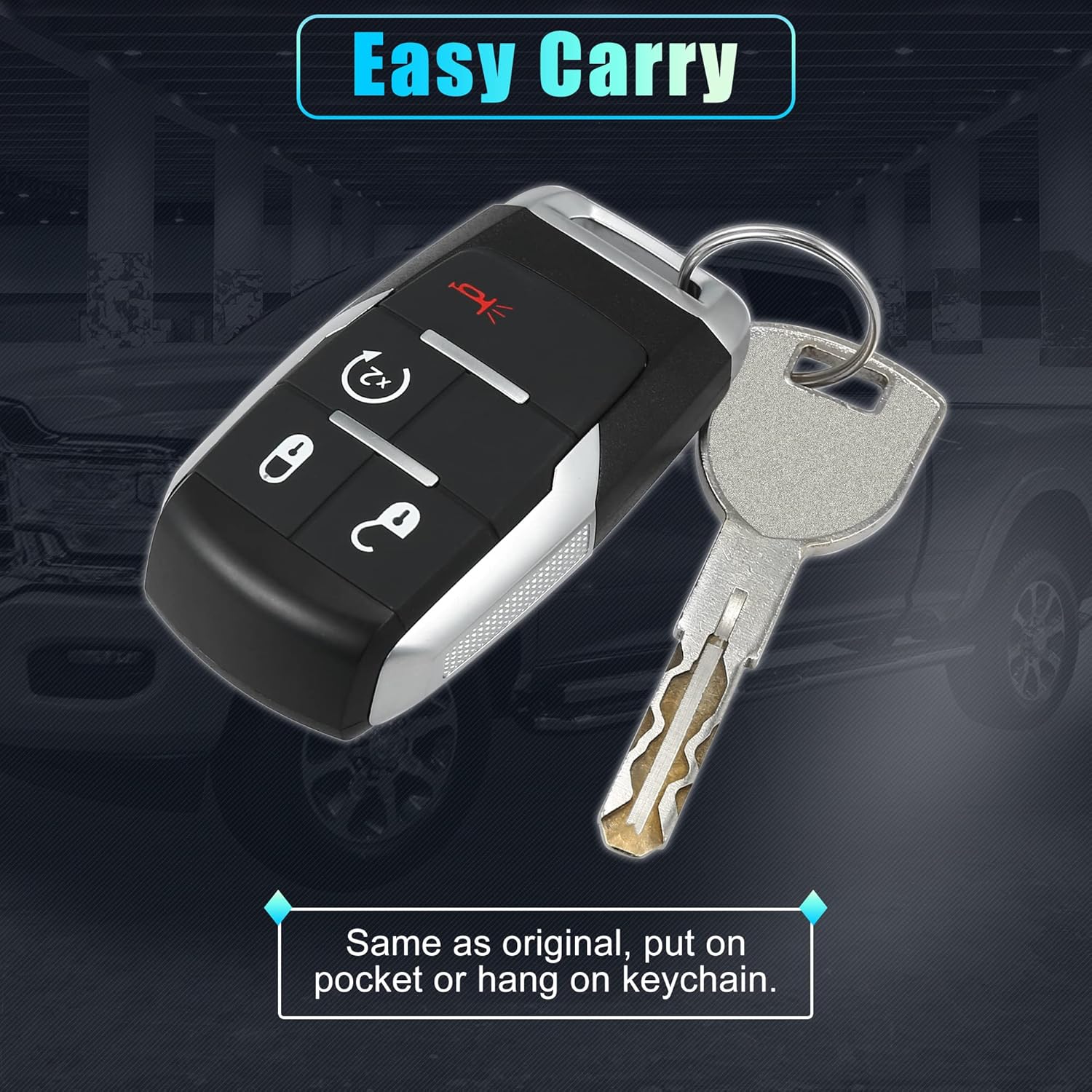 Replacement Keyless Entry Remote Car Key Fob 4 Buttons Pack of 2 N64097