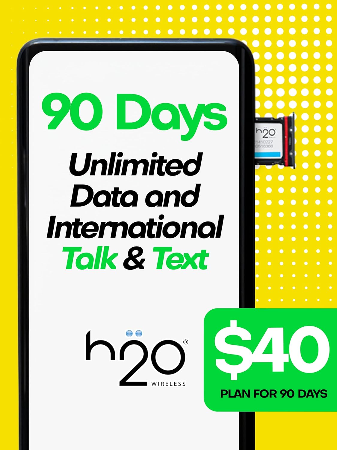 H2O Wireless SIM Card 90-Day Plan with 15GB High-Speed Data C4101