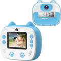 Instant Print Kids Camera with Dual Camera Lens, Print Paper, Cartoon Sticker, Color Pens and Camera Bag (Blue) Y911854
