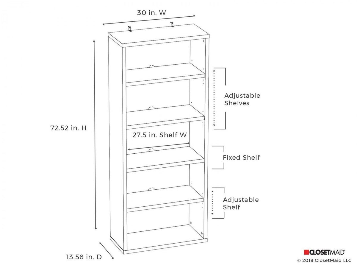 Black Walnut 5-Shelf Bookcase H40393