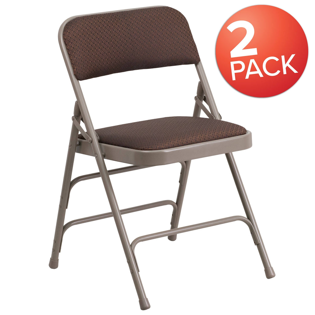 2 Pack Fabric Metal Folding Chair - Brown Patterned Y3875