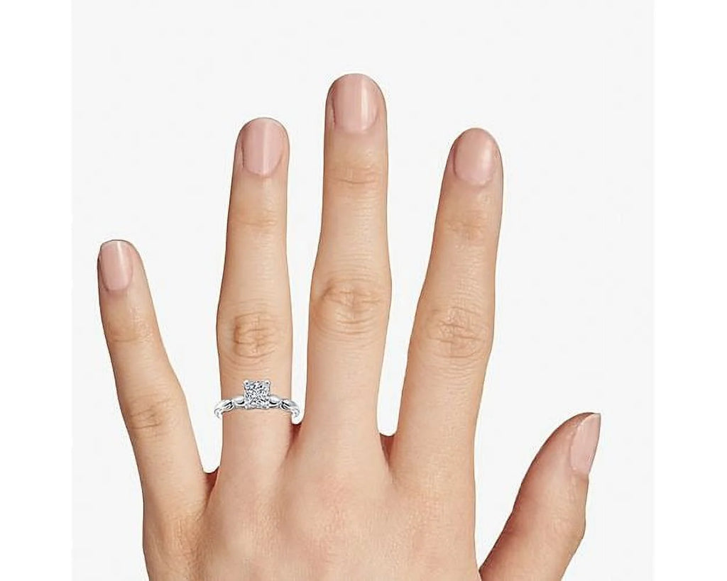14K White Gold Solitaire Wedding Ring M994