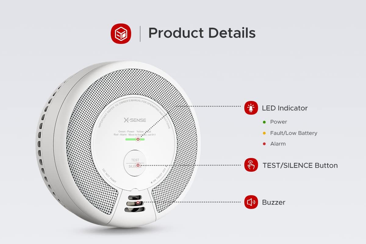 Wireless Interconnected Smoke and Carbon Monoxide Detector, 10-Year Battery, Pack of 3 S13551