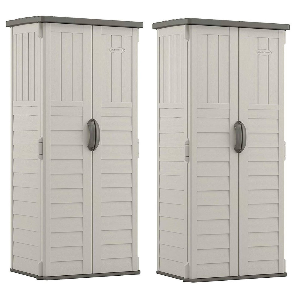 22 Cubic Feet Resin Vertical Storage Shed (2 Pack) T497366
