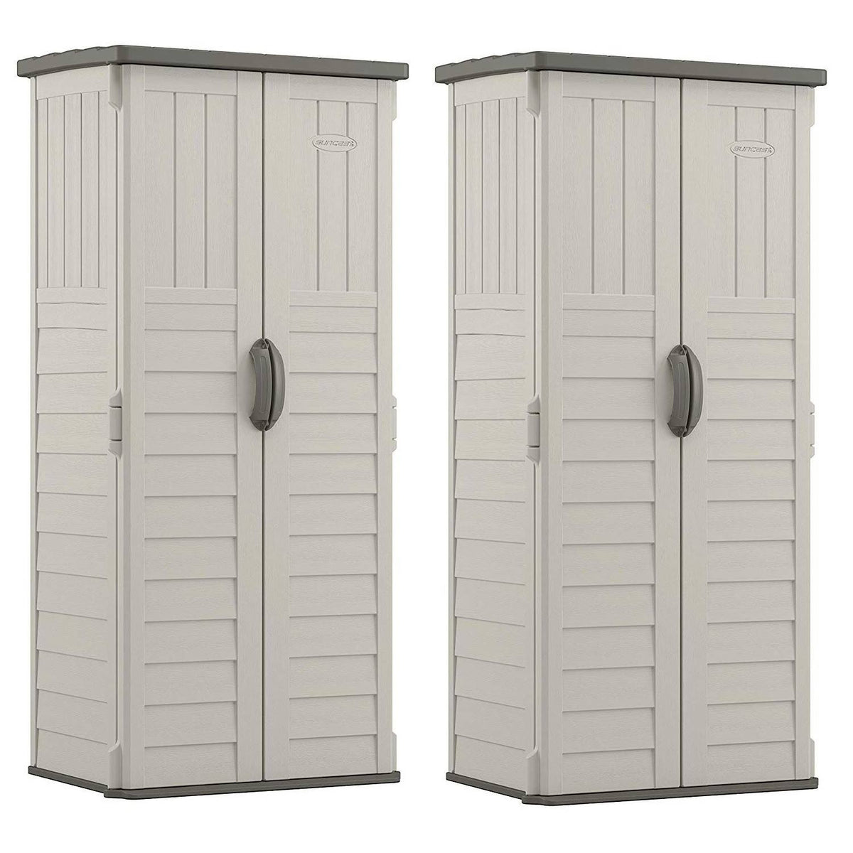 22 Cubic Feet Resin Vertical Storage Shed (2 Pack) T497366
