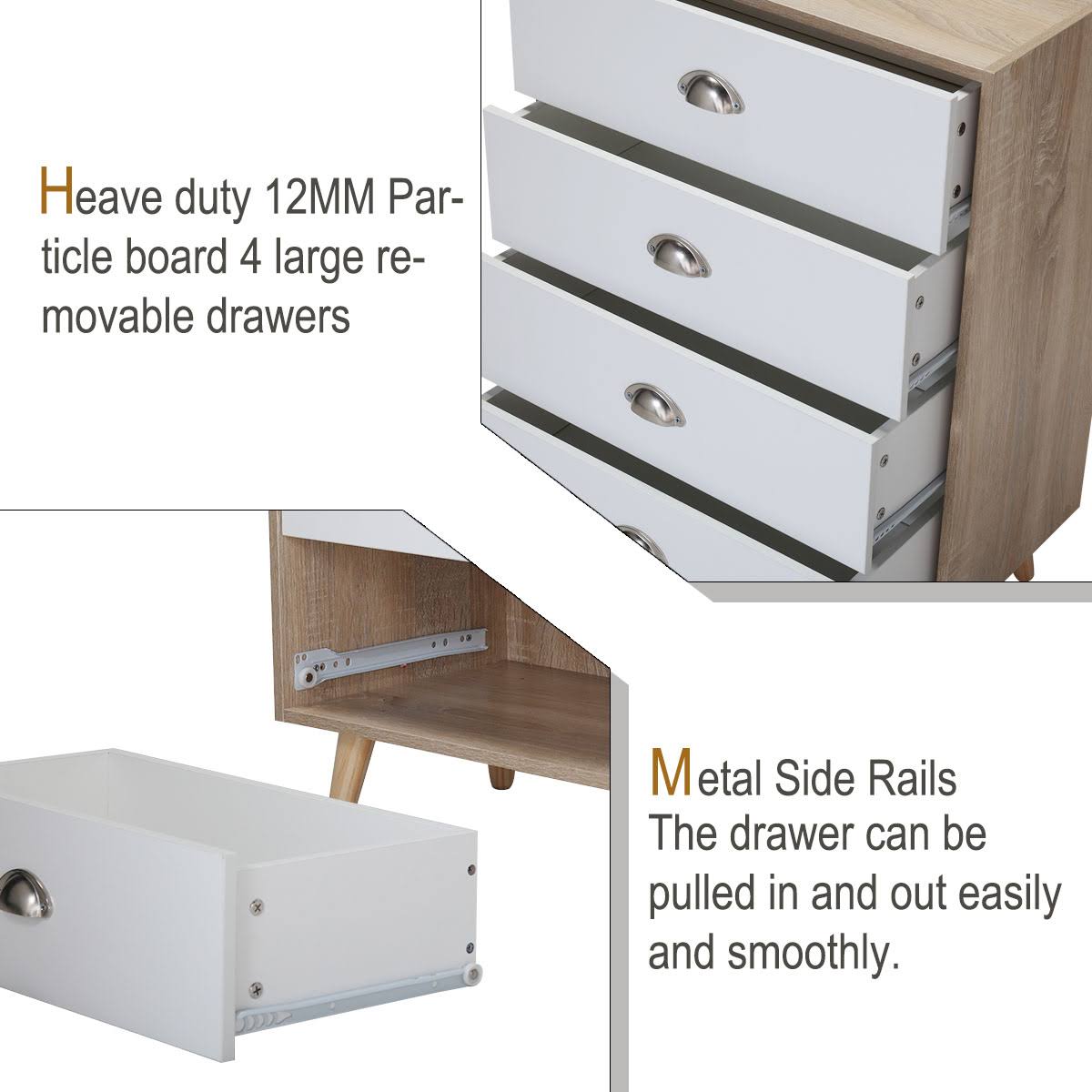 Brown 4 Drawer Nightstand Cabinet O537