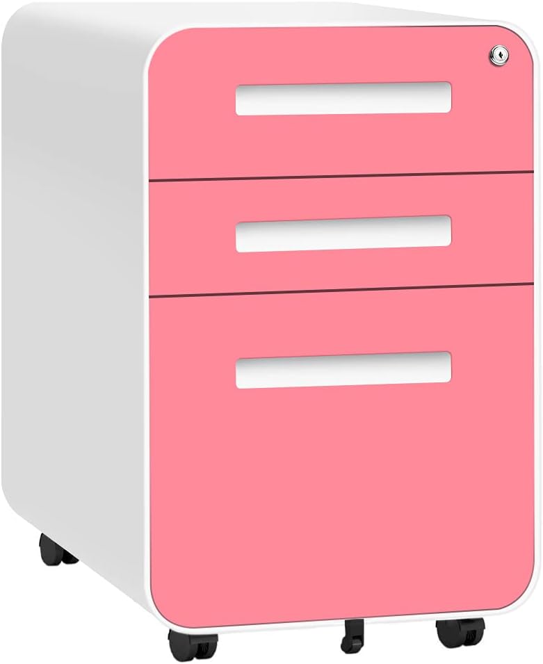 Black 3 Drawer Locking Rolling File Cabinet with Wheels V210791