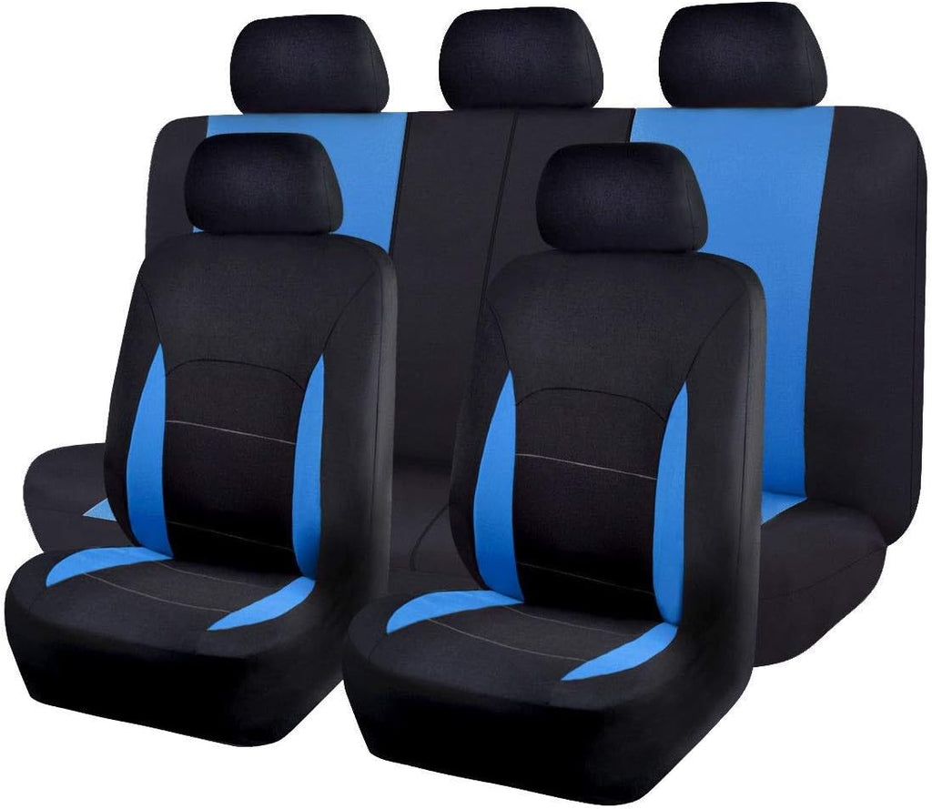 Black Purple Polyester Car Seat Covers Full Set Low Back Pack of 2 L938182