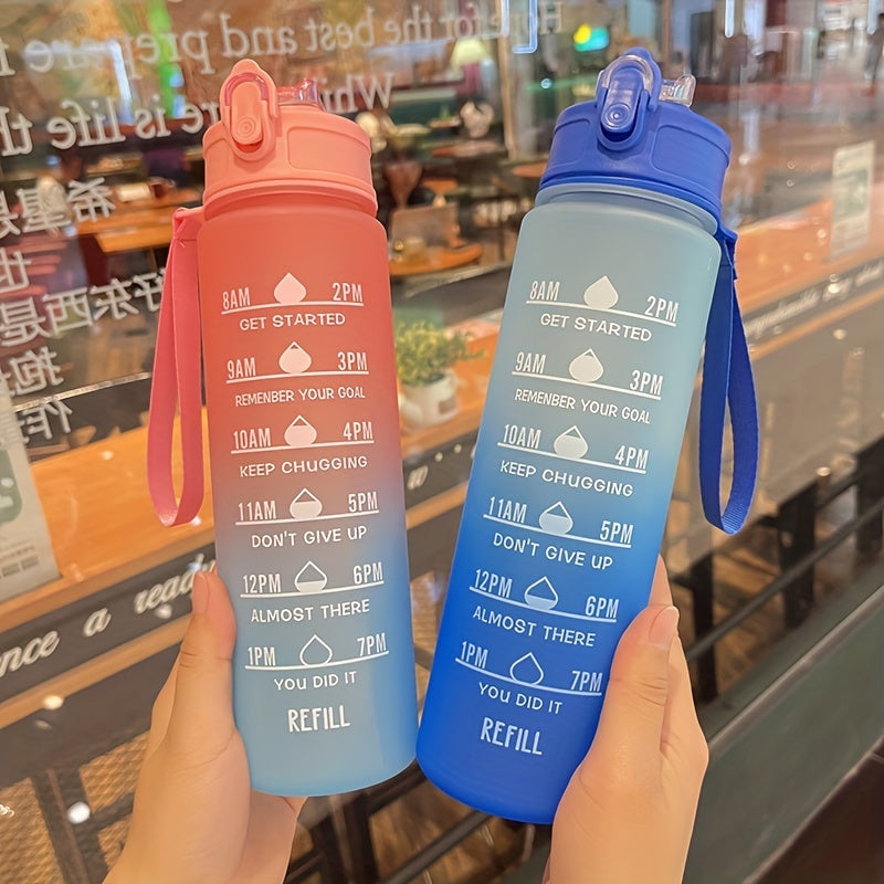 32oz Motivational Water Bottle with Straw & Time Marker C3759