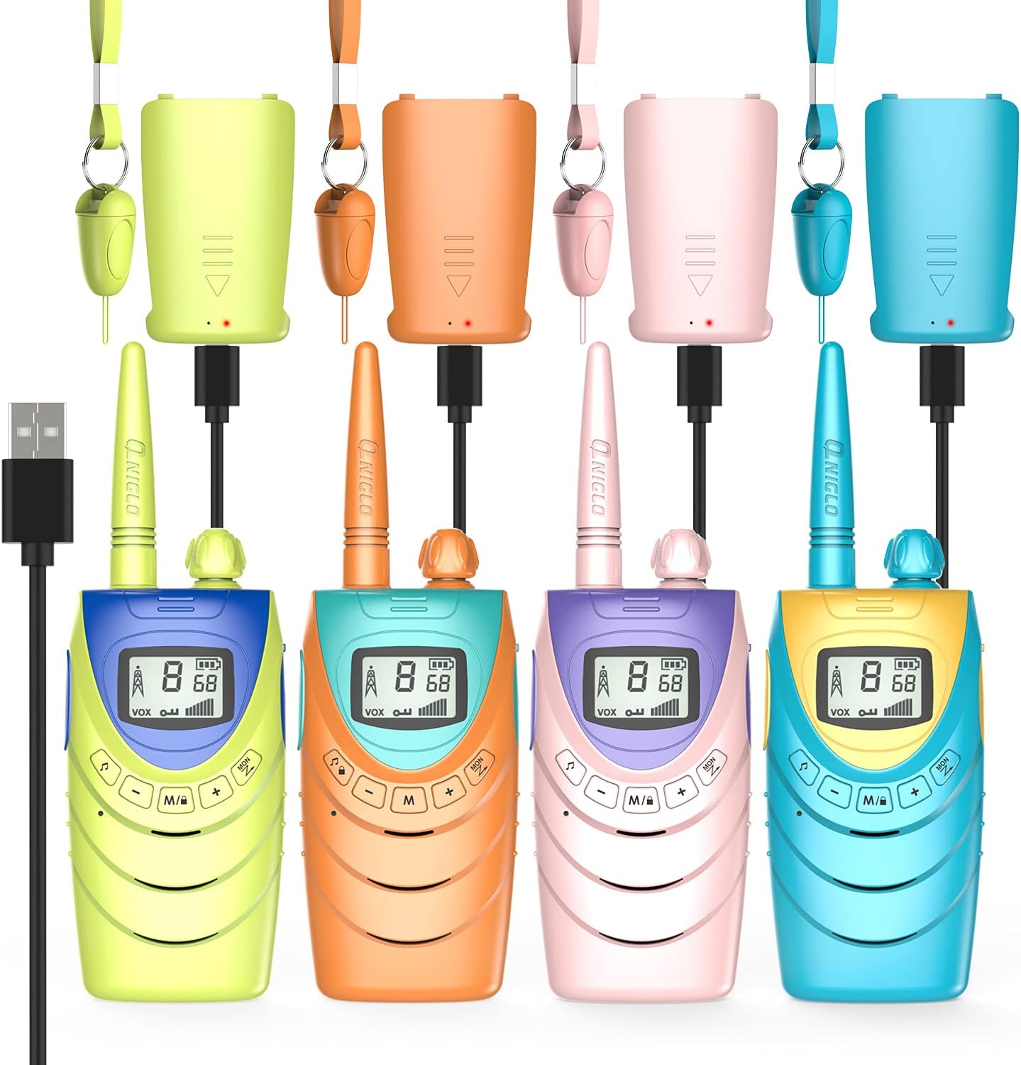 4 Pack Rechargeable Walkie Talkies, 22 Channels FRS 2 Way Radios I28769