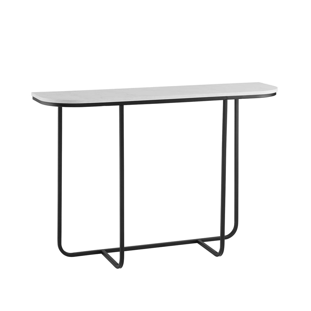 Faux White Marble Curved Console Table R477
