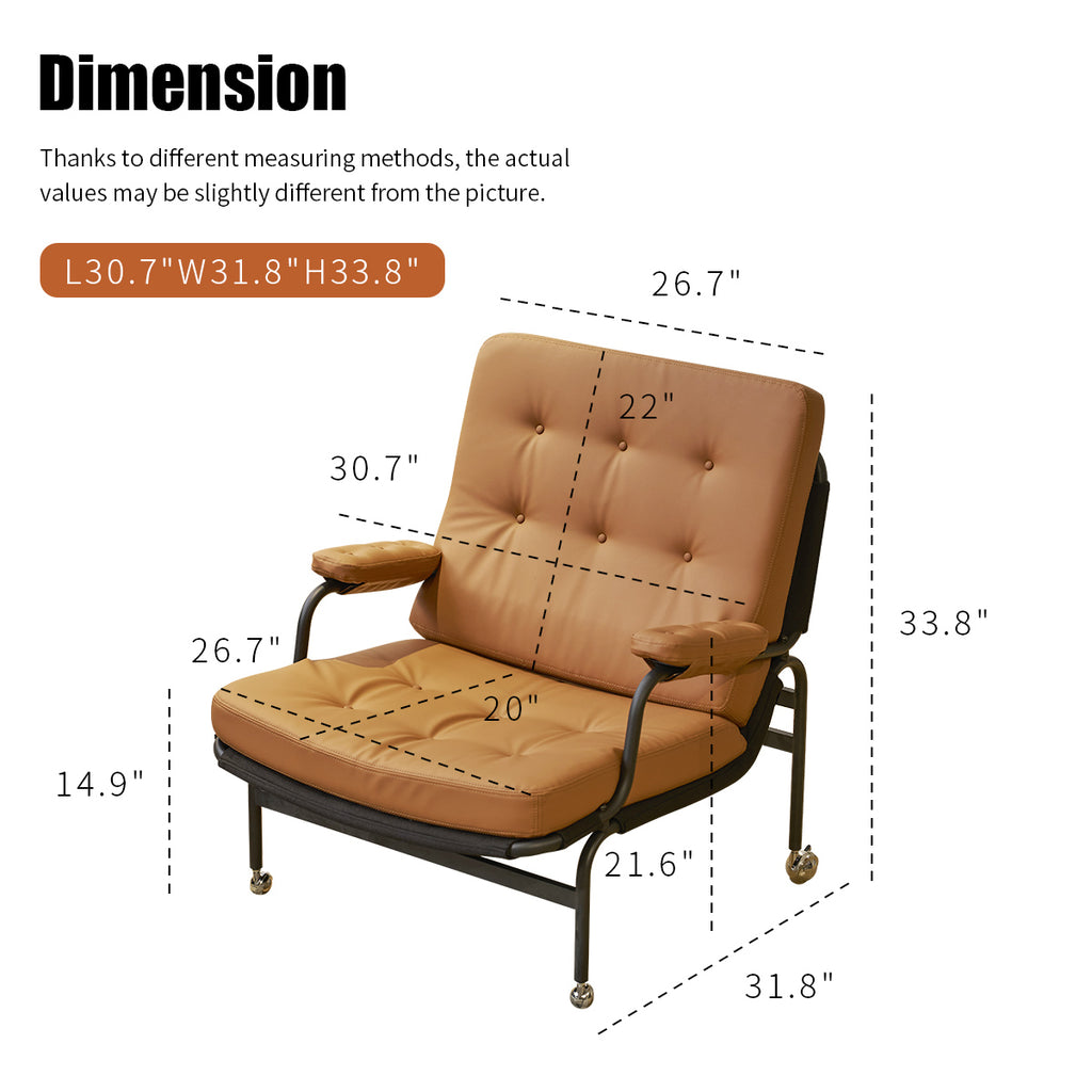 Brown Padded Leather Armchair with Metal Legs J924970