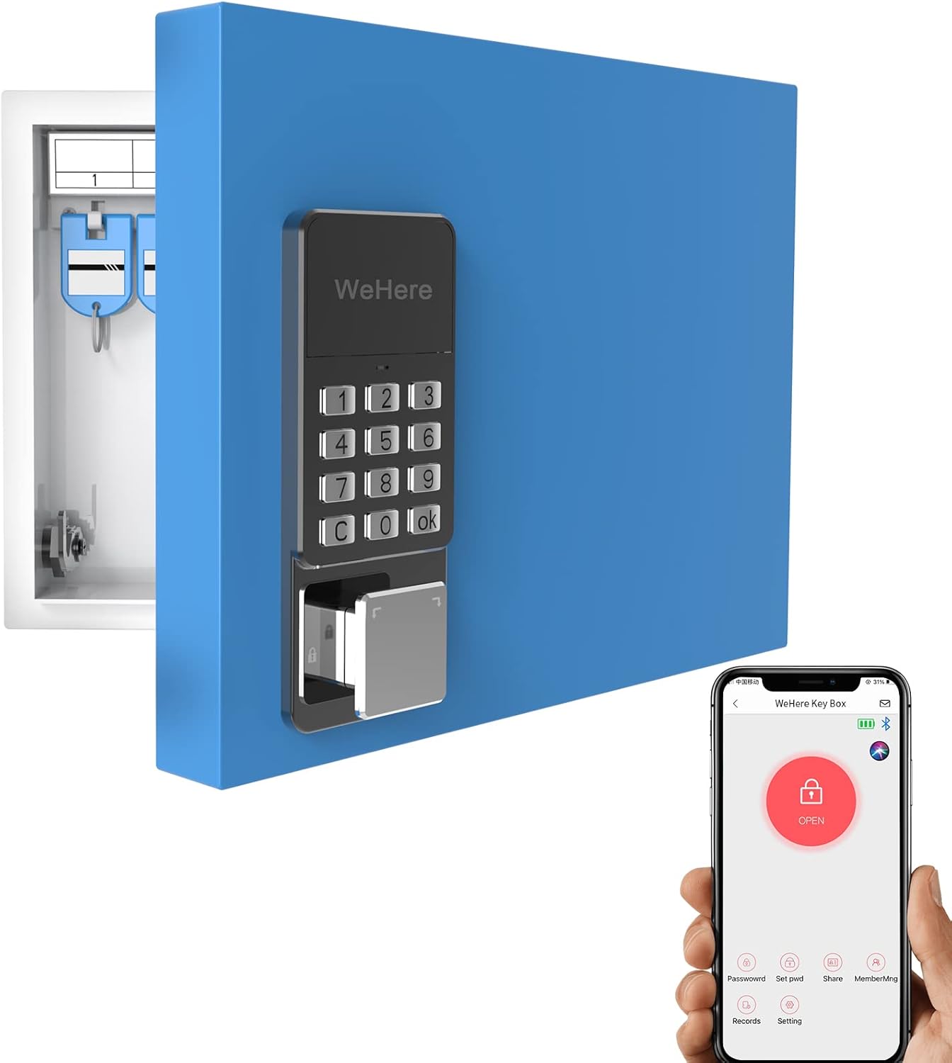 Key Lock Box 16 Keys Metal Wall Mount Digital Combination Lock Box Pack of 2 G566