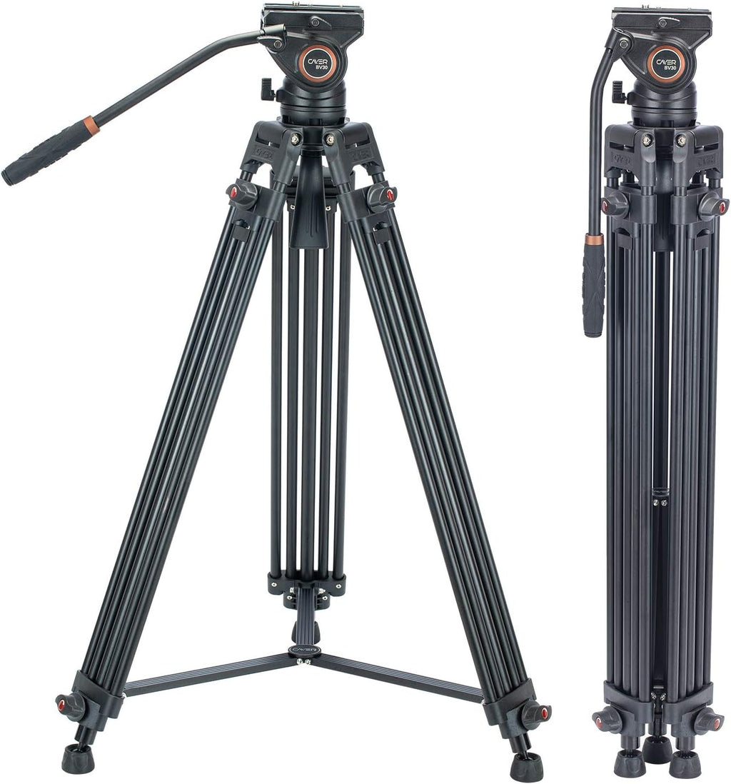 Heavy Duty 64 inches Aluminum Video Tripod with Fluid Head V1299