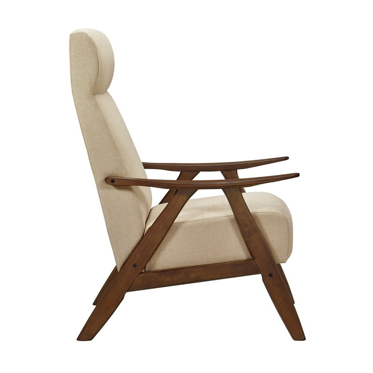 Brown Solid Wood and Fabric Accent Chair F17350