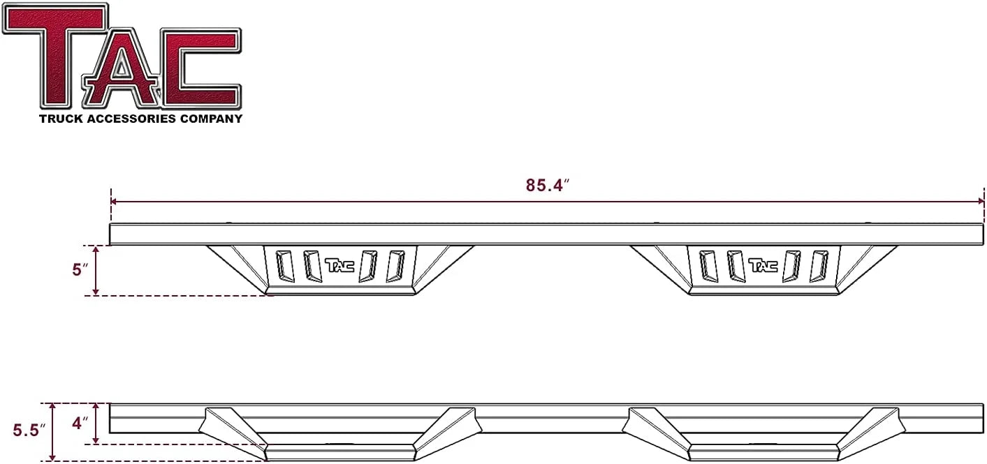 Black Fine Texture Truck Running Boards 2pcs M443