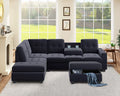 Modern Sectional Sofa with Reversible Chaise, L Shaped Couch Set with Storage Ottoman and Two Cup Holders K7034