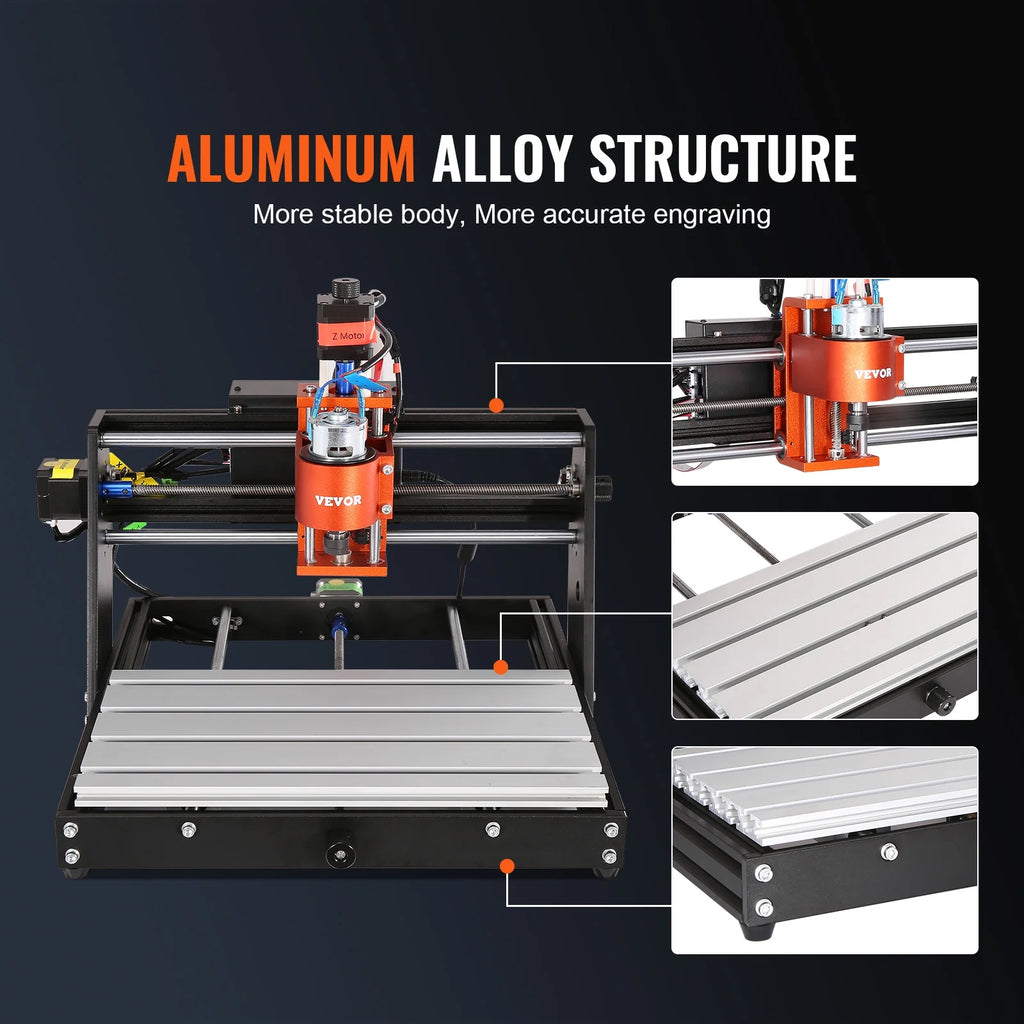CNC Router Machine, 60W, 3 Axis, 11.8 x 7.87 x 2.36 in Working Area P488010