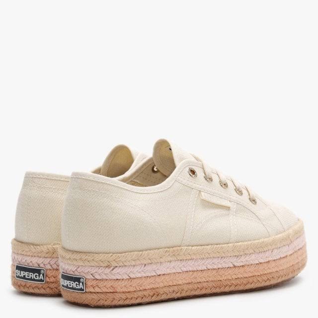 Light Sand Beige Canvas Rope Flatform Shoes W439