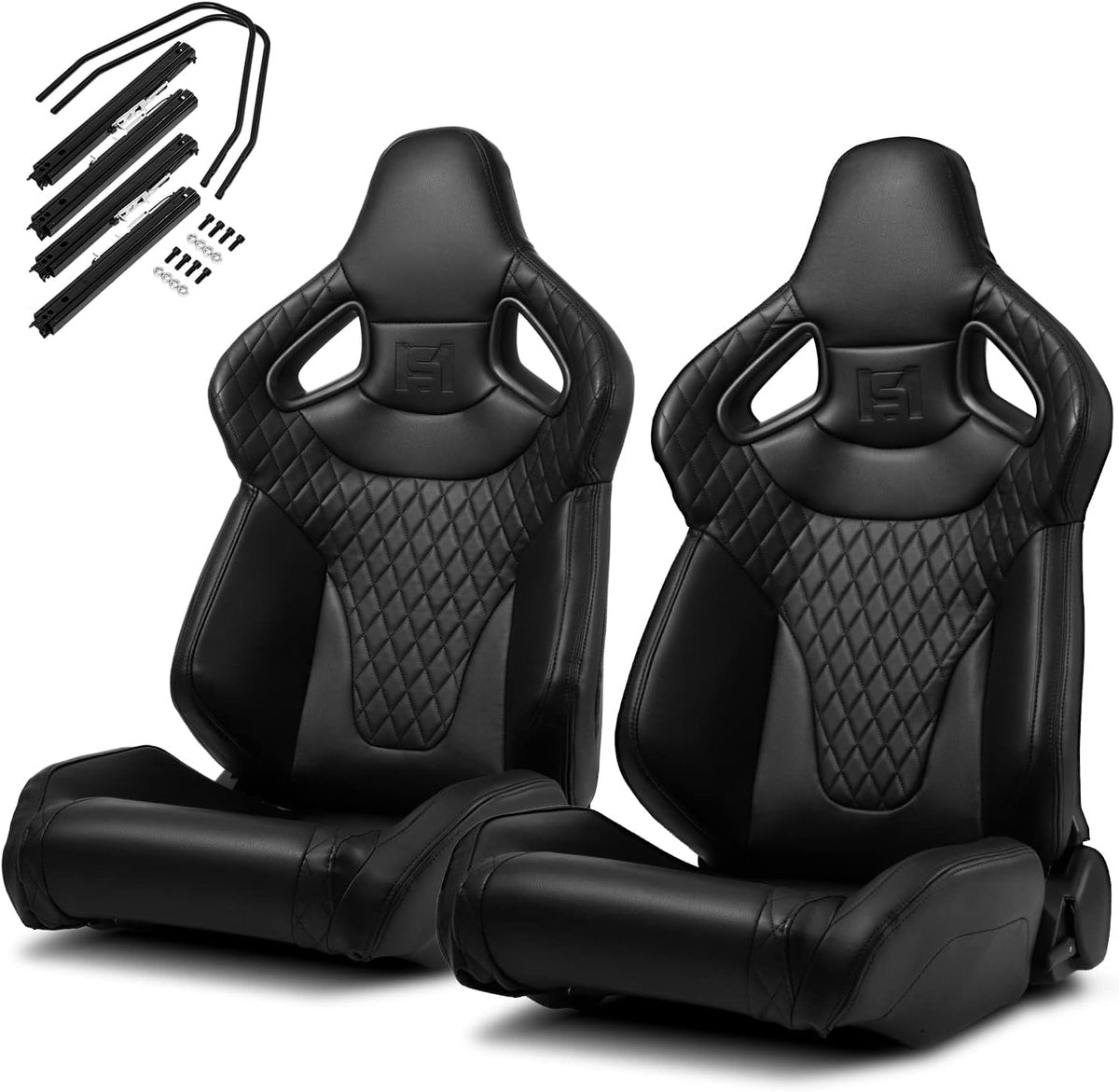 Black PVC Racing Seats with Slider L711