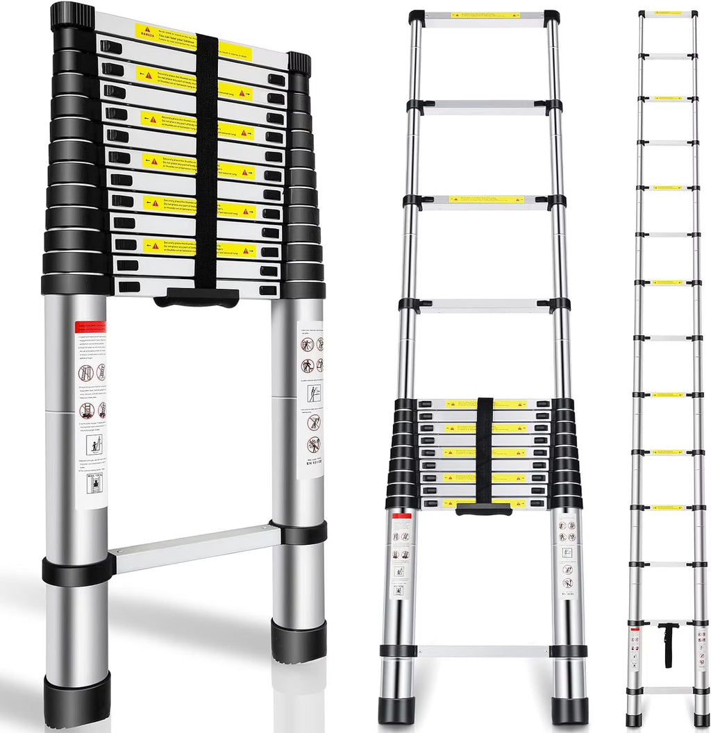 Telescoping Ladder 16.5FT Aluminum Alloy Folding Ladder, 330 lbs Load O88041