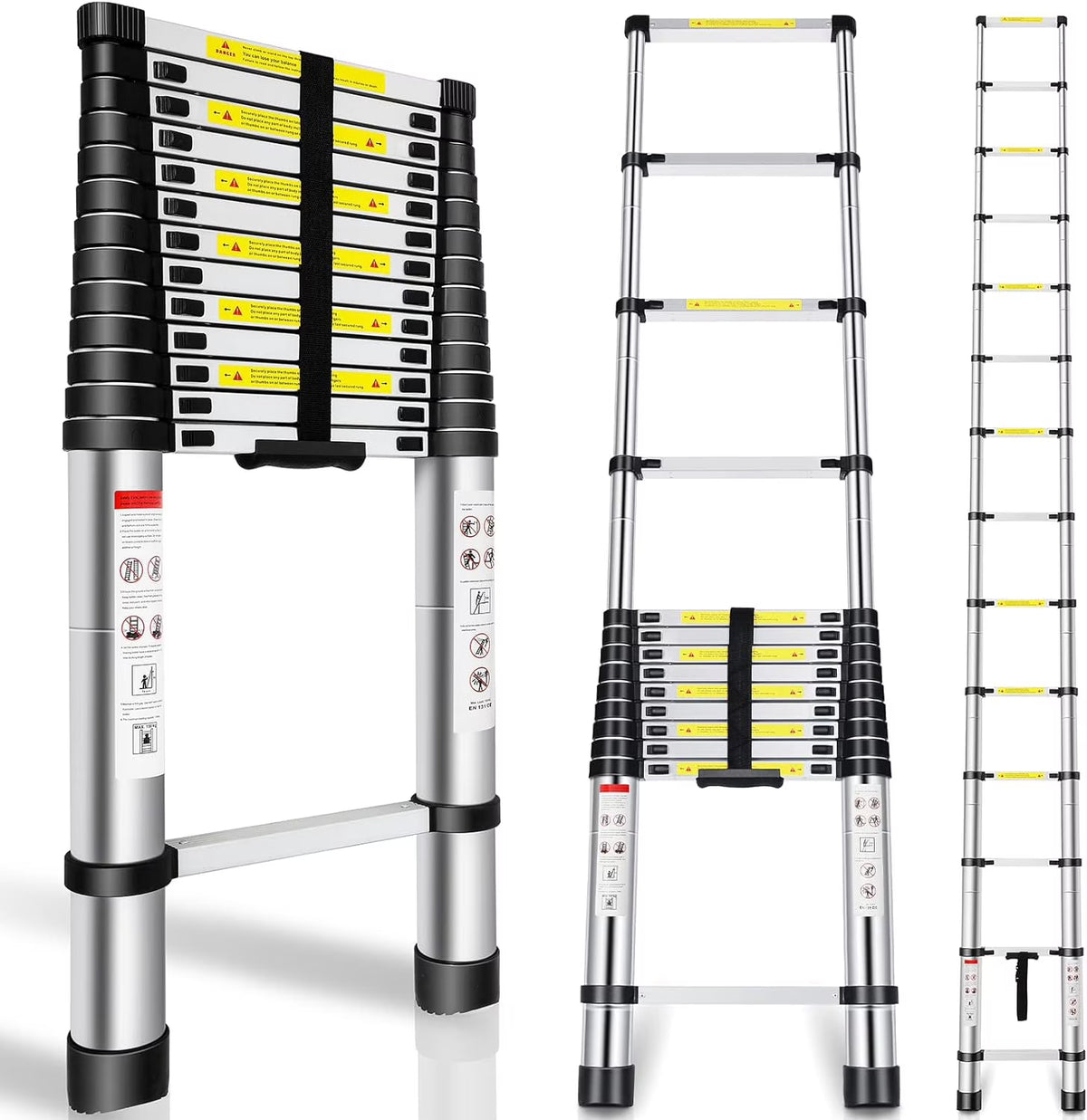 Telescoping Ladder 16.5FT Aluminum Alloy Folding Ladder, 330 lbs Load O88041