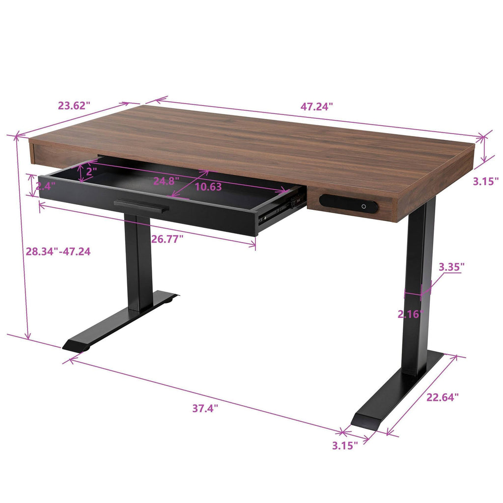 Rectangular Gray Standing Desk with Adjustable Height T8599