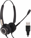 USB Computer Headset with Boom Microphone (Black) P484