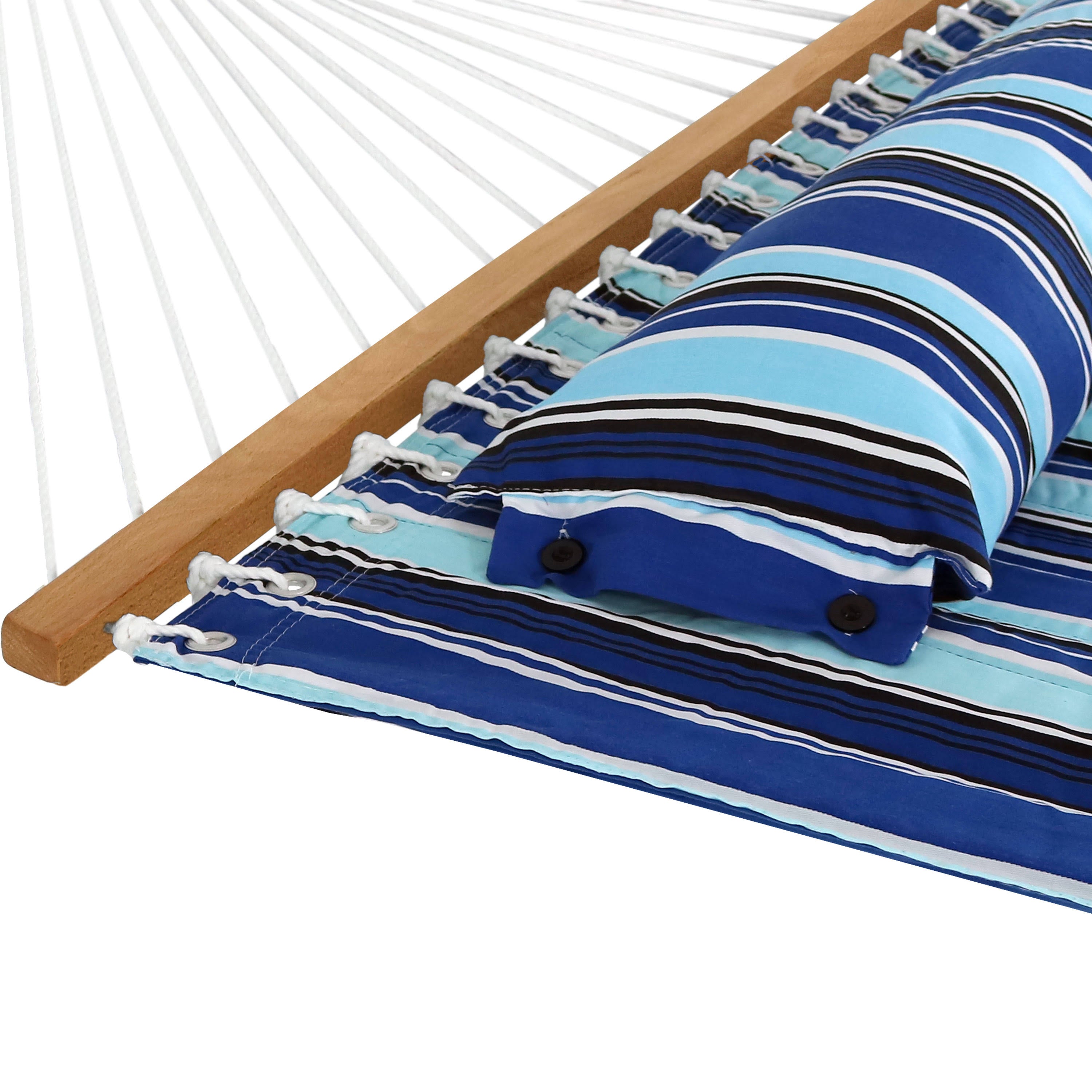 2-Person Quilted Fabric Spreader Bar Hammock and Pillow R498