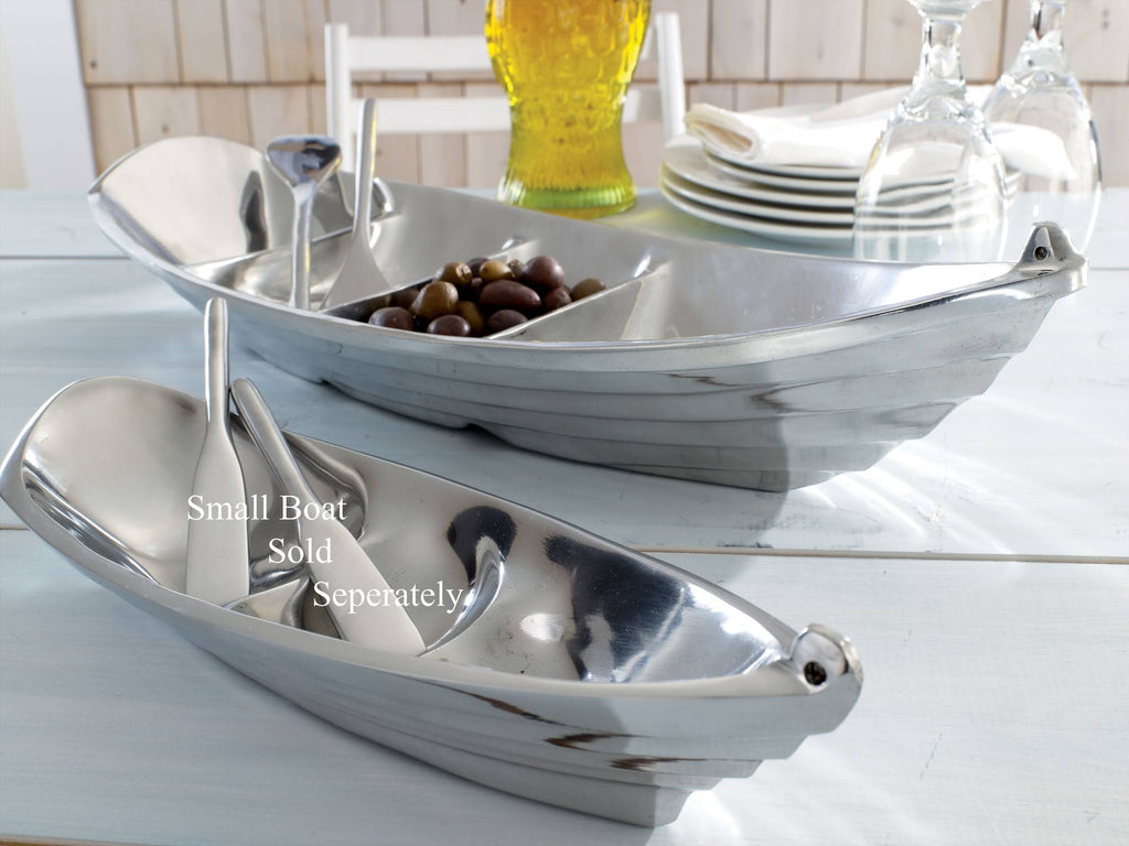 Silver Tropical Boat Tray with 2 Oars as Servers K938740