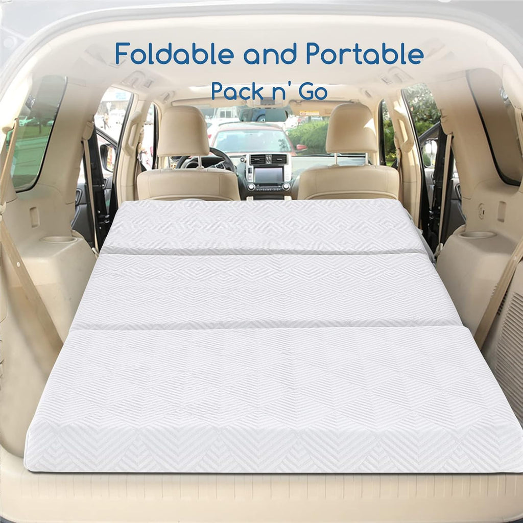 Twin 4 Inch Trifold Gel Memory Foam Mattress Topper with Breathable Cover H214325