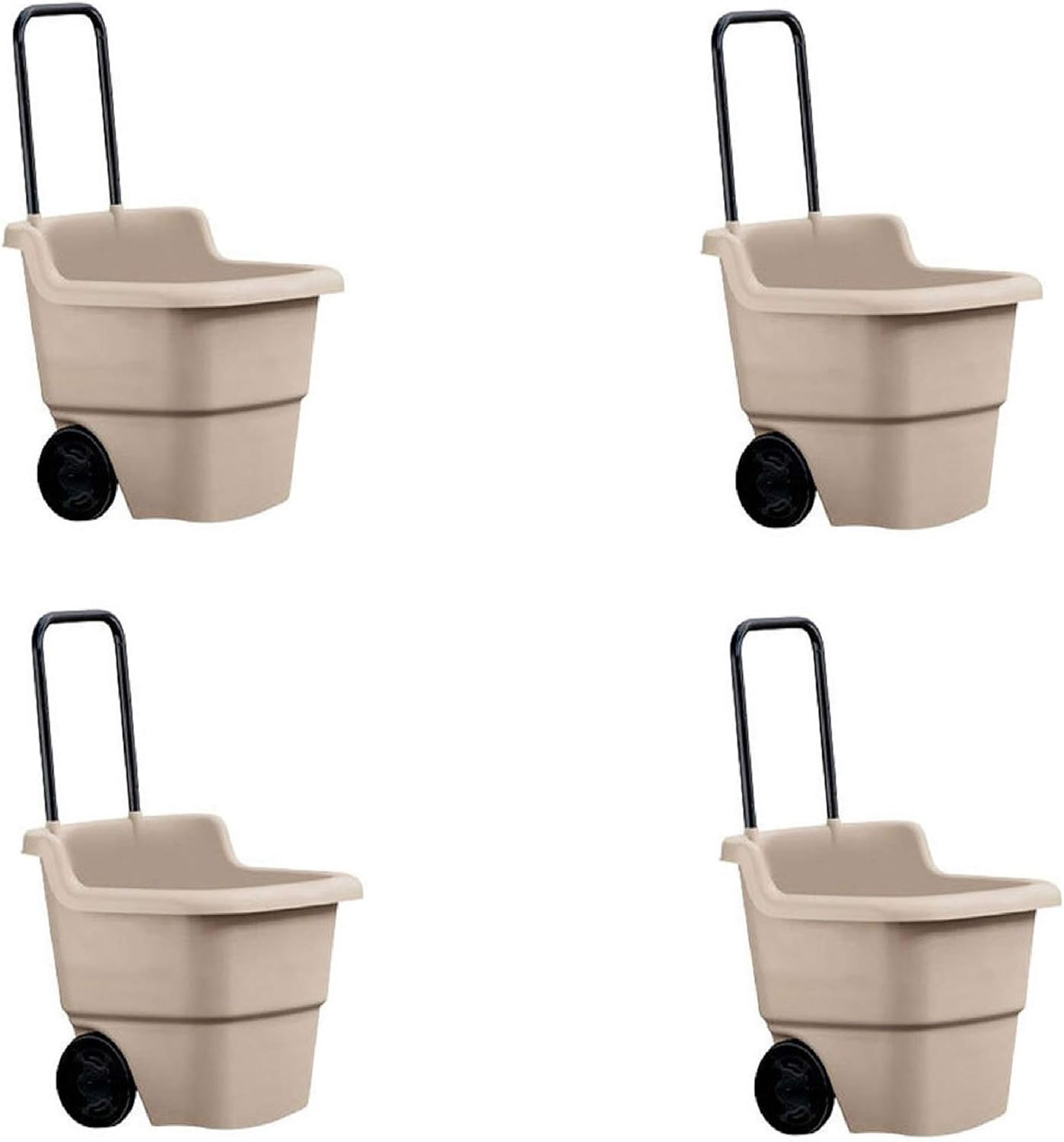 15 Gallon Poly Rolling Lawn Cart, Taupe (4 Pack) T625