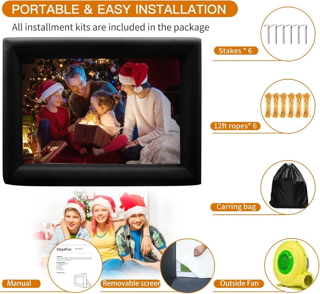 16.5FT Inflatable Outdoor Movie Screen with Air Blower and Carry Bag I614