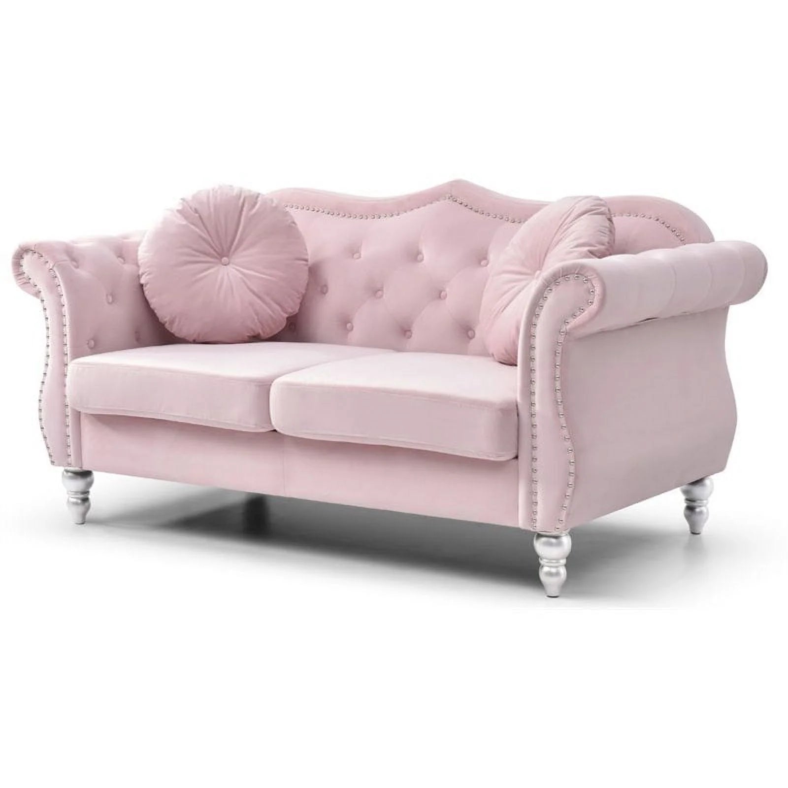 Pink 2-Piece Furniture Set with Sofa Chaise and Loveseat P946