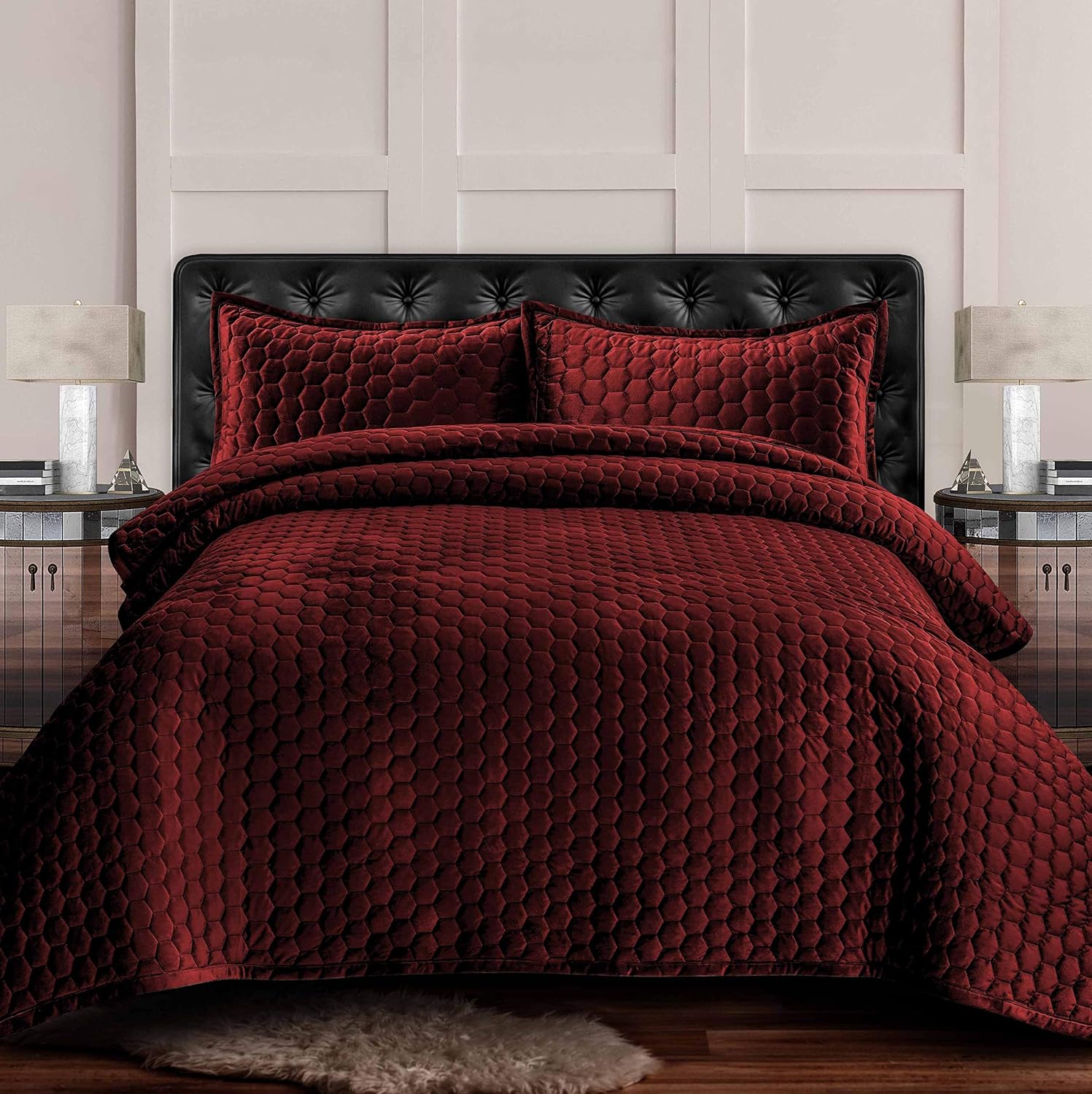 Velvet Oversized Quilt Set, Queen, Camel J195638