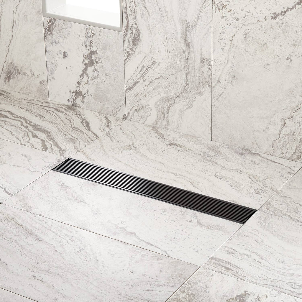 Polished Brass Linear Shower Drain with Drain Flange I5843