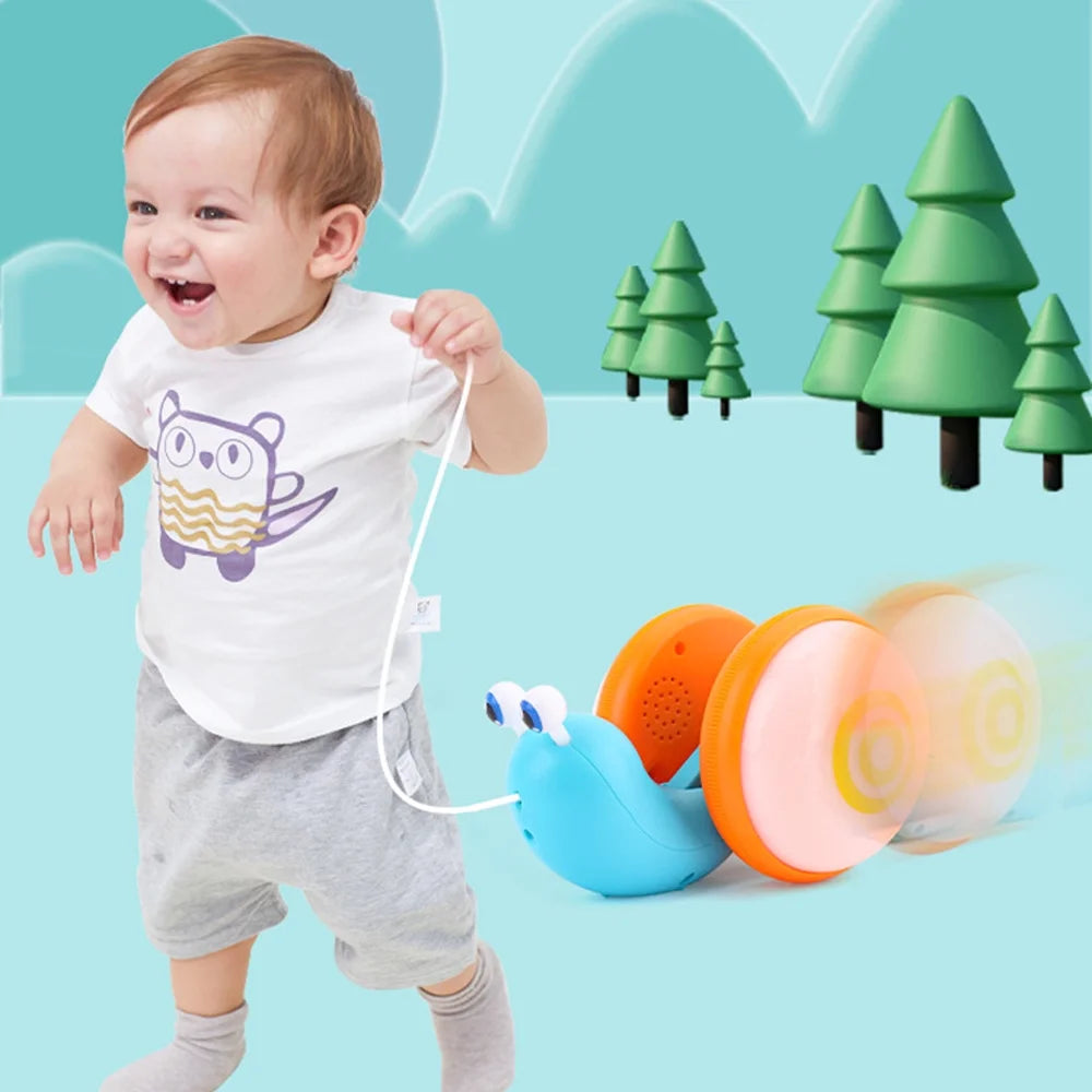 Colorful Light Music Push Pull Snail Toddler Toy T2184
