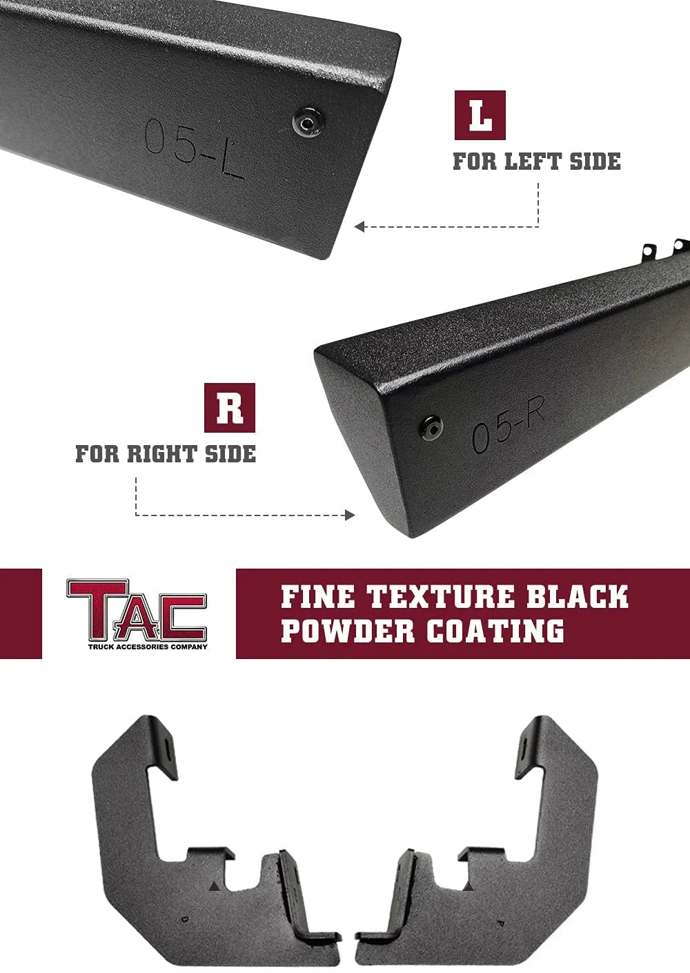 Black Fine Texture Truck Running Boards 2pcs M443