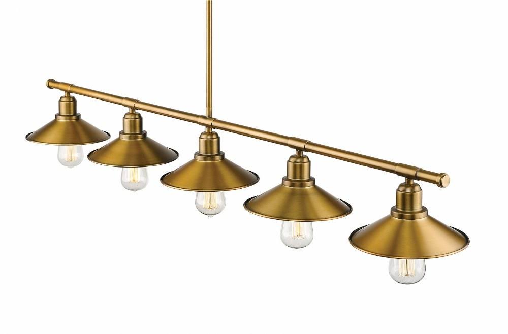 5 Light Island/Billiard in Factory Brass K1720