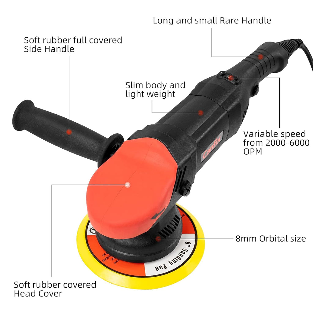 5 inch Dual Action Random Orbital Car Polisher with 9pcs Detailing Kit J218644
