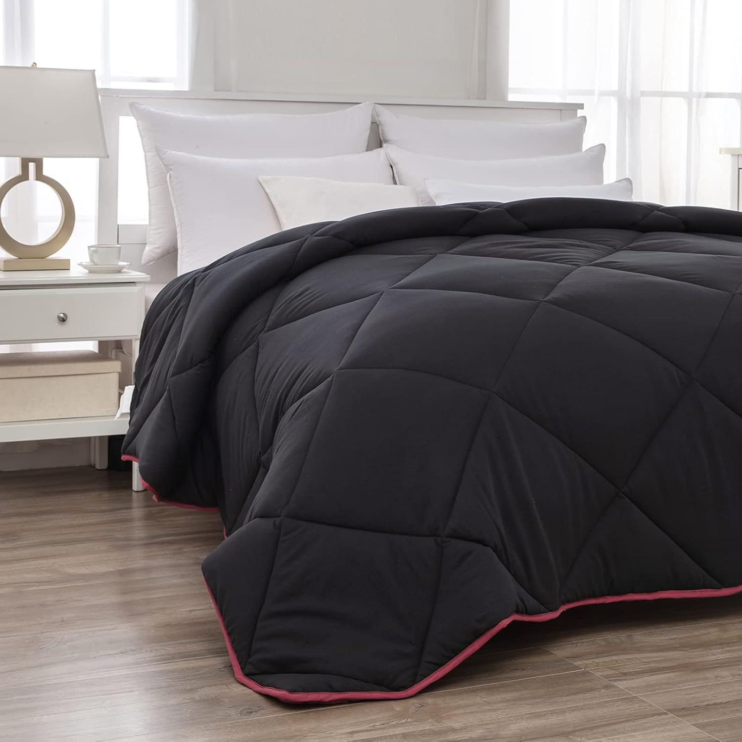 Full/Queen Size Navy Blue/Light Grey Reversible Down Alternative Comforter Q4143