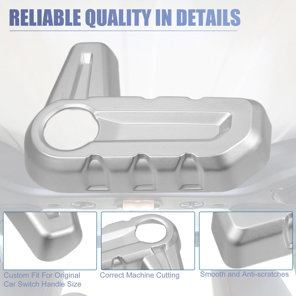 6pcs Hardtop Roof Removal Switch Handle Cover for Jeep Wrangler JL JLU Silver Tone F23002