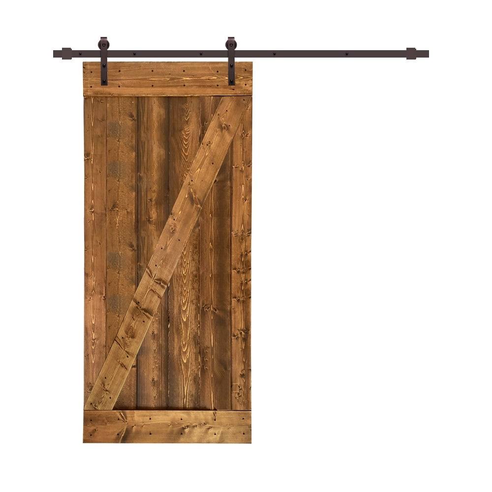 White Stained Wood Interior Sliding Barn Door with Hardware Kit B1554