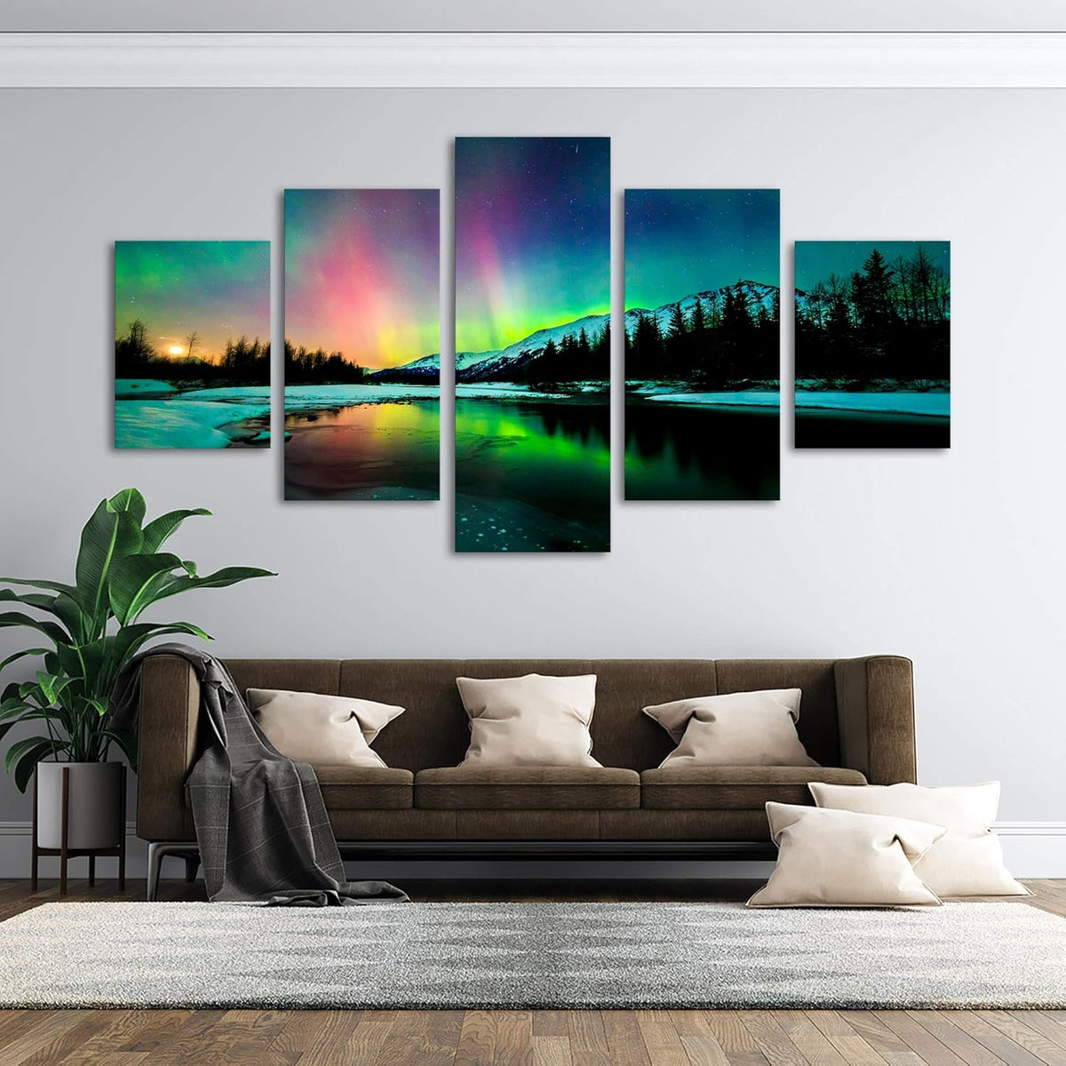 5 Pieces Stretched and Framed Canvas Wall Art Painting B1695