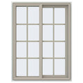 Desert Sand Vinyl Right-Handed Sliding Window with Colonial Grids R1617